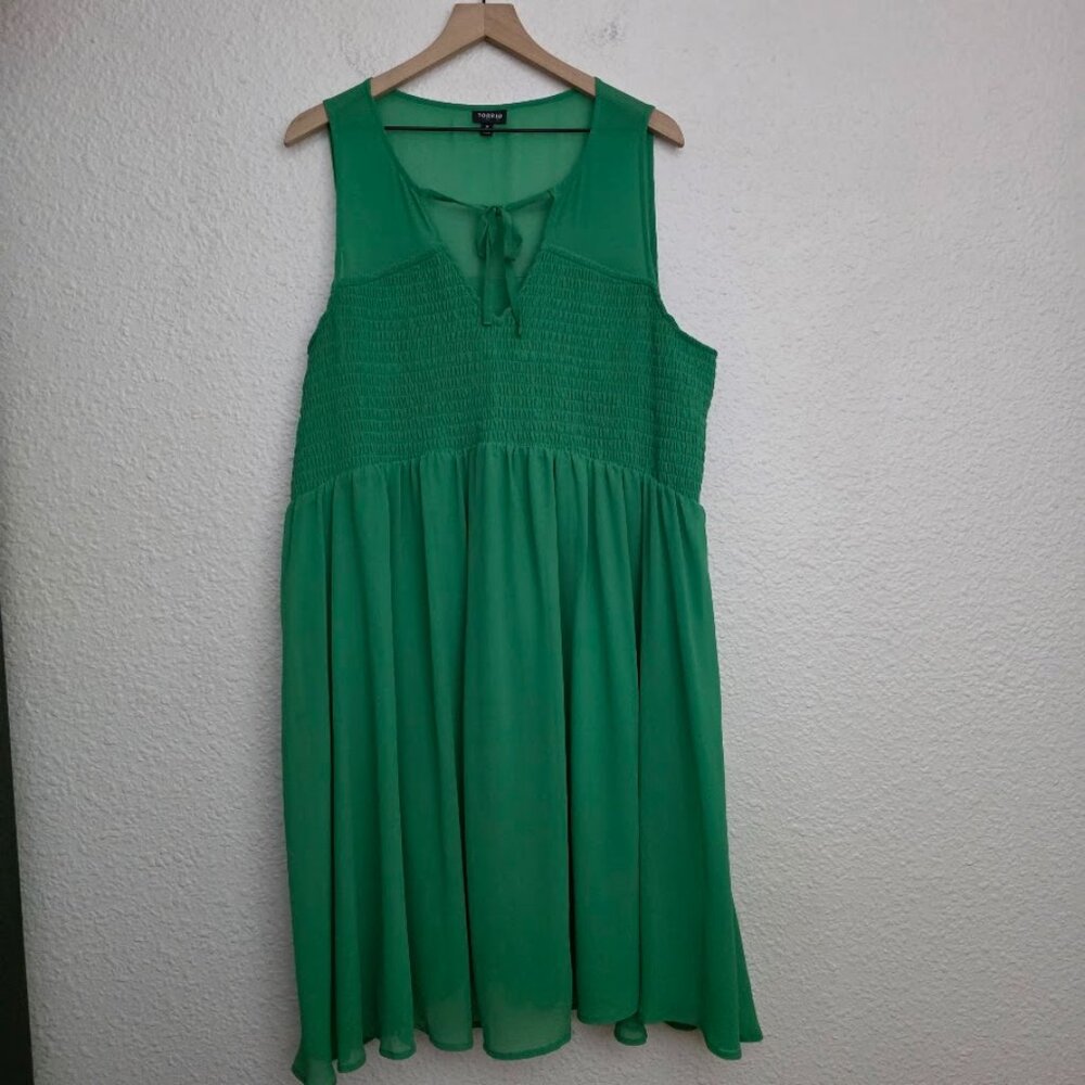 Torrid Green Chiffon Smock Front Tank Dress Women's Plus Size 3